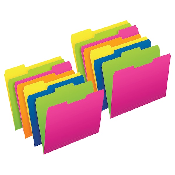 Twisted Glow File Folders, Letter Size, 1/3 Cut, PK24